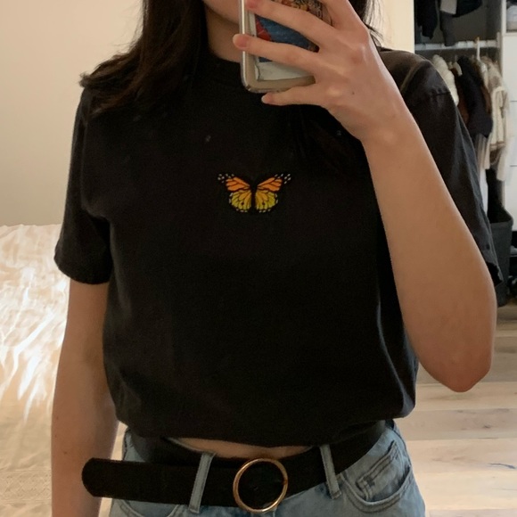 Brandy Melville Black Butterfly Top - Picture 1 of 5